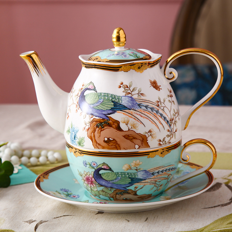 母子壶 鎏金把手 经典杯型 花鸟图案