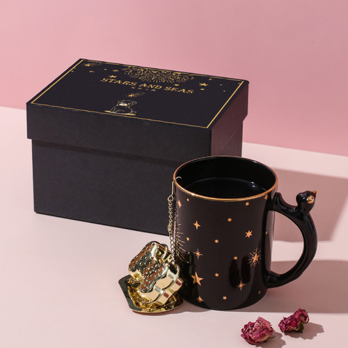 星辰大海潮流情侣带茶漏骨瓷杯