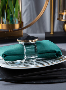 北欧轻奢样板间餐盘黑金色天鹅堡西餐盘牛排盘套装样板房西餐餐具