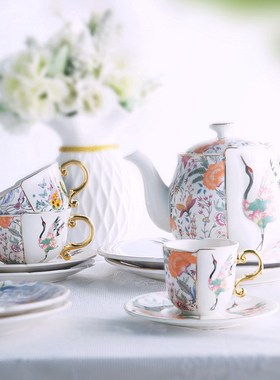 新中式少女心仙境风中西合璧不规则陶瓷茶壶大杯碟下午茶礼盒礼品