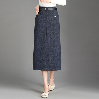 休闲直筒一步裙女秋冬2025年新款高腰显瘦遮胯中长款包臀半身裙子