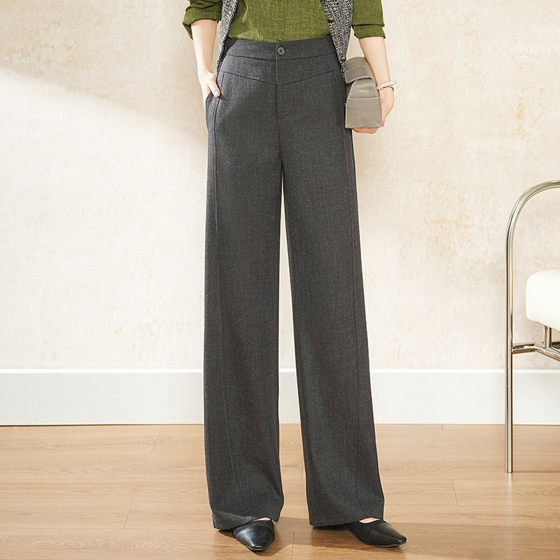 灰色直筒西裤阔腿裤女2026春季新款通勤高级感显瘦高腰梧桐裤拖地