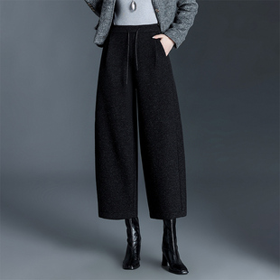 加绒加厚裤子九分裤女2025冬季新款高腰显瘦时尚休闲弯刀裤小个子