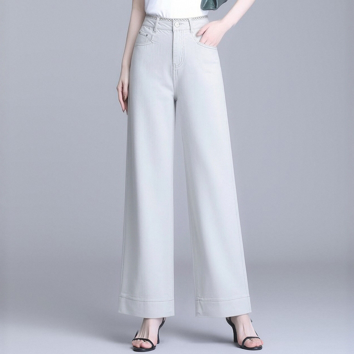 高腰浅色薄款牛仔裤女2026夏季新款垂感宽松显瘦直筒九分裤阔腿裤