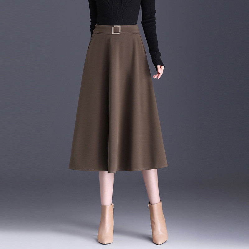 半身裙女秋2025年新款高腰高级感显瘦半裙垂感中长款A字裙百褶裙