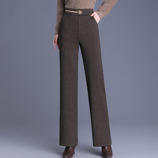 加绒棉裤女2025年冬季新款大码垂感加厚蚕丝棉外穿直筒休闲阔腿裤