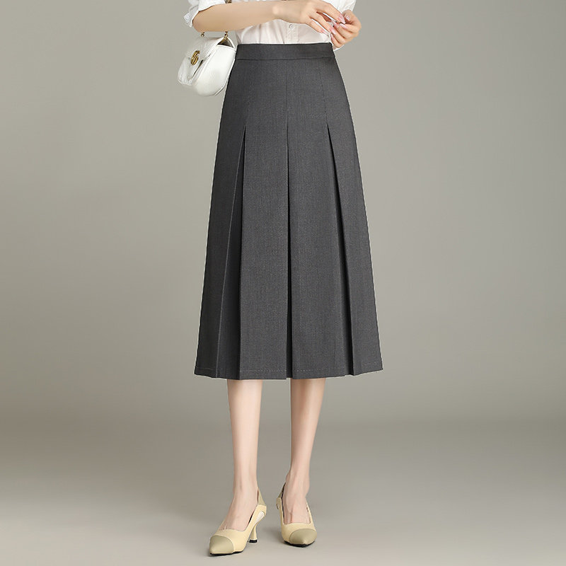 春夏薄款西装百褶裙半身裙2025新款高腰显瘦中长款A字裙春秋半裙