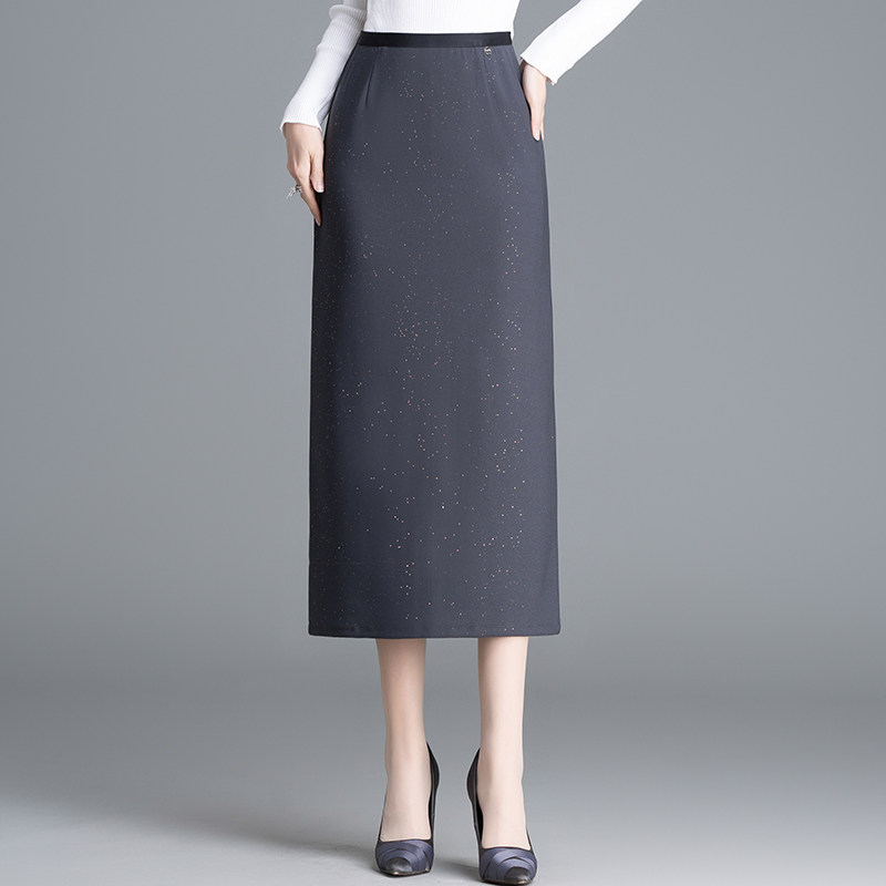 半身裙女春秋新款高腰直筒包臀裙亮片小香风通勤中长款职业西装裙