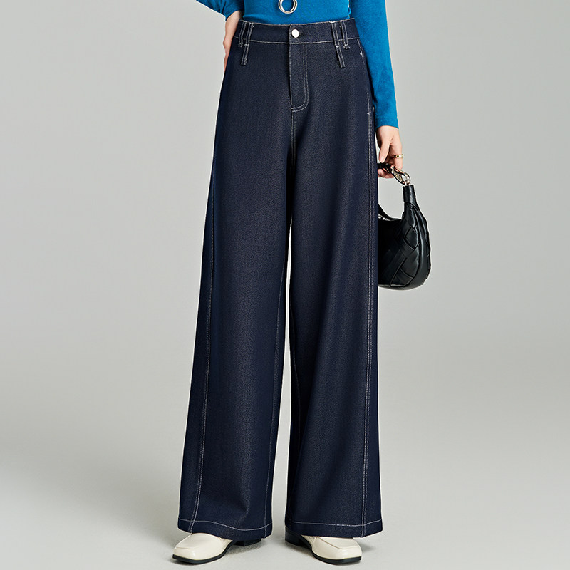松弛感阔腿牛仔裤女秋季2025年新款高腰显瘦垂坠感宽松拖地直筒裤