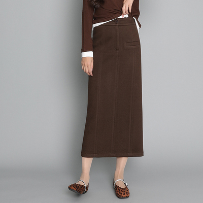 一步裙女秋冬季保暖毛呢直筒百搭半身长裙显瘦高级感修身包臀裙子