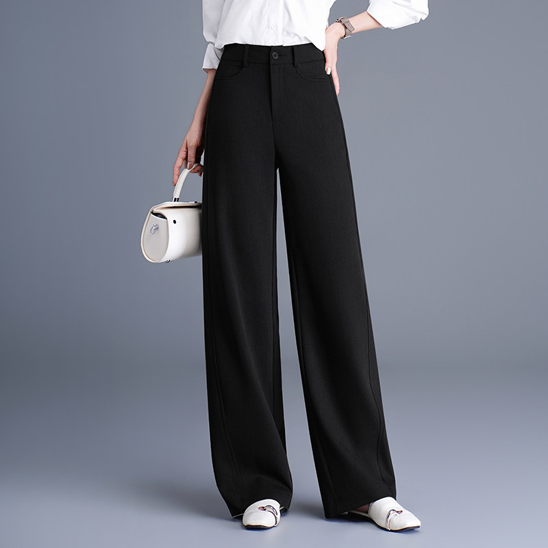 黑色长裤西装裤女2026春季新款百搭休闲宽松直筒裤高腰显瘦阔腿裤