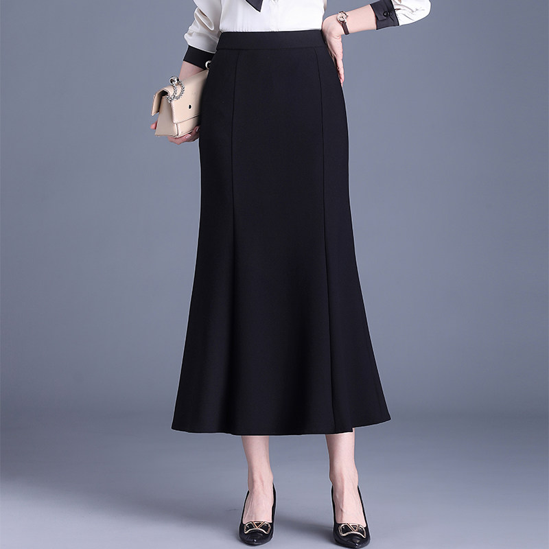 包臀黑色鱼尾长裙半身裙女2025春季新款高腰遮肚子显瘦气质职业裙