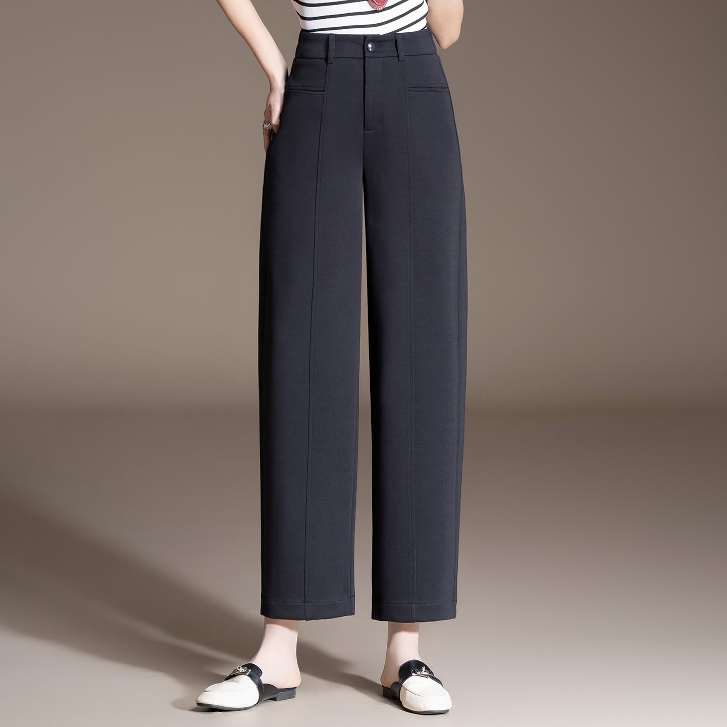 通勤百搭休闲裤直筒裤女2026春季新高腰遮胯显瘦九分小个子镰刀裤,女装/女士精品,休闲裤,淘宝优惠券,粉丝福利购,淘宝优惠卷