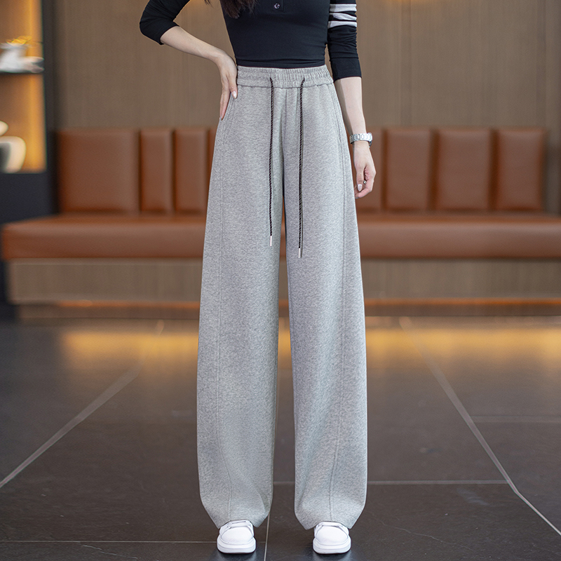 灰色休闲裤女秋季2025年新款宽松遮肉垂感今年流行裤子阔腿弯刀裤