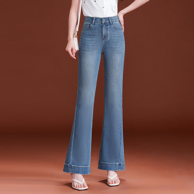 春季微喇裤女流行2026新款高腰显瘦小个子修身直筒喇叭裤牛仔长裤