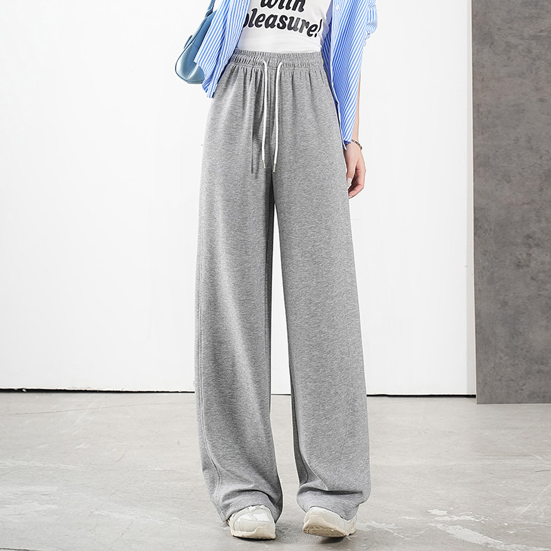 夏季薄款运动裤女休闲裤百搭宽松垂坠感显瘦直筒阔腿拖地春秋裤子