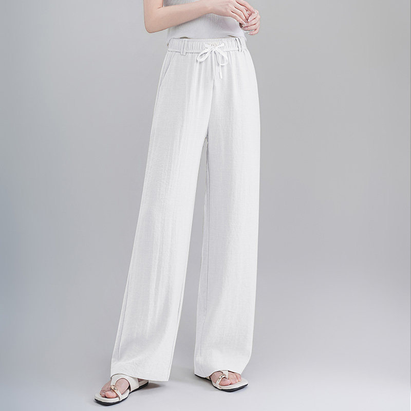 白色直筒裤休闲裤女2026春夏季薄款高腰显瘦垂感宽松亲肤阔腿裤子