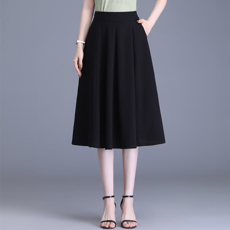 梨形身材a字半身裙女夏季中长款高腰显瘦遮胯遮肚子百搭雪纺半裙