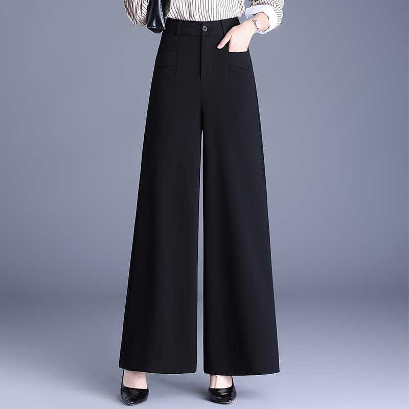 黑色阔腿裤女2025夏季新款时尚高腰显瘦休闲宽松长裤垂感西装裤子