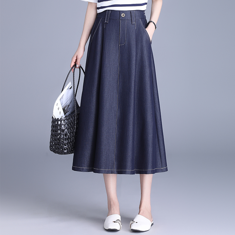 高腰a字版半身裙女2025春季新款休闲通勤大裙摆垂坠感显瘦牛仔裙