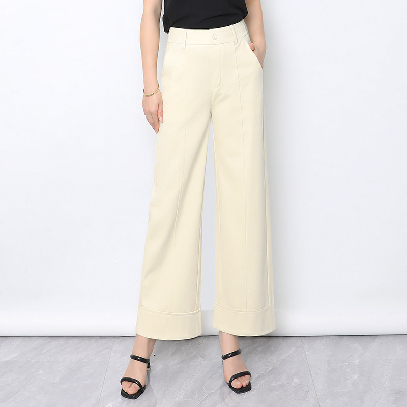 阔腿裤女夏薄款高档冰丝垂感宽松直筒裤大码休闲高腰小个子西装裤