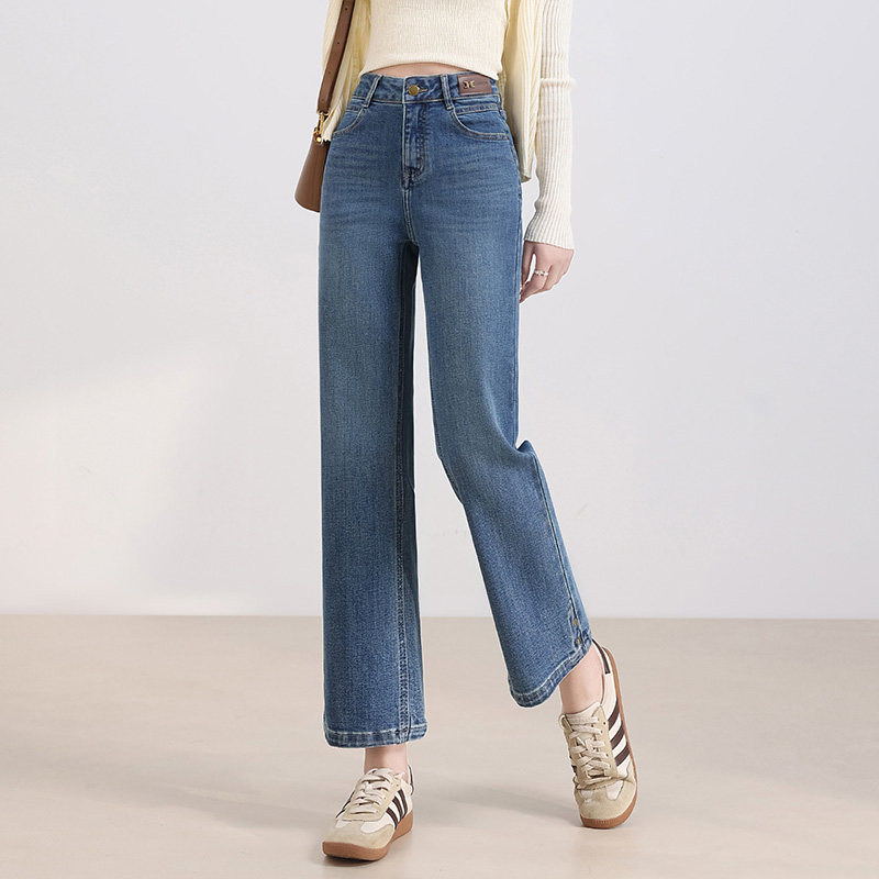 九分直筒牛仔裤女2026年春季新款窄版高腰显瘦烟管裤牛仔法棍裤