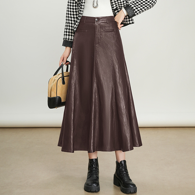 pu皮裙半身裙女2025新款秋冬季高腰显瘦a字裙中长款鱼尾裙子长裙