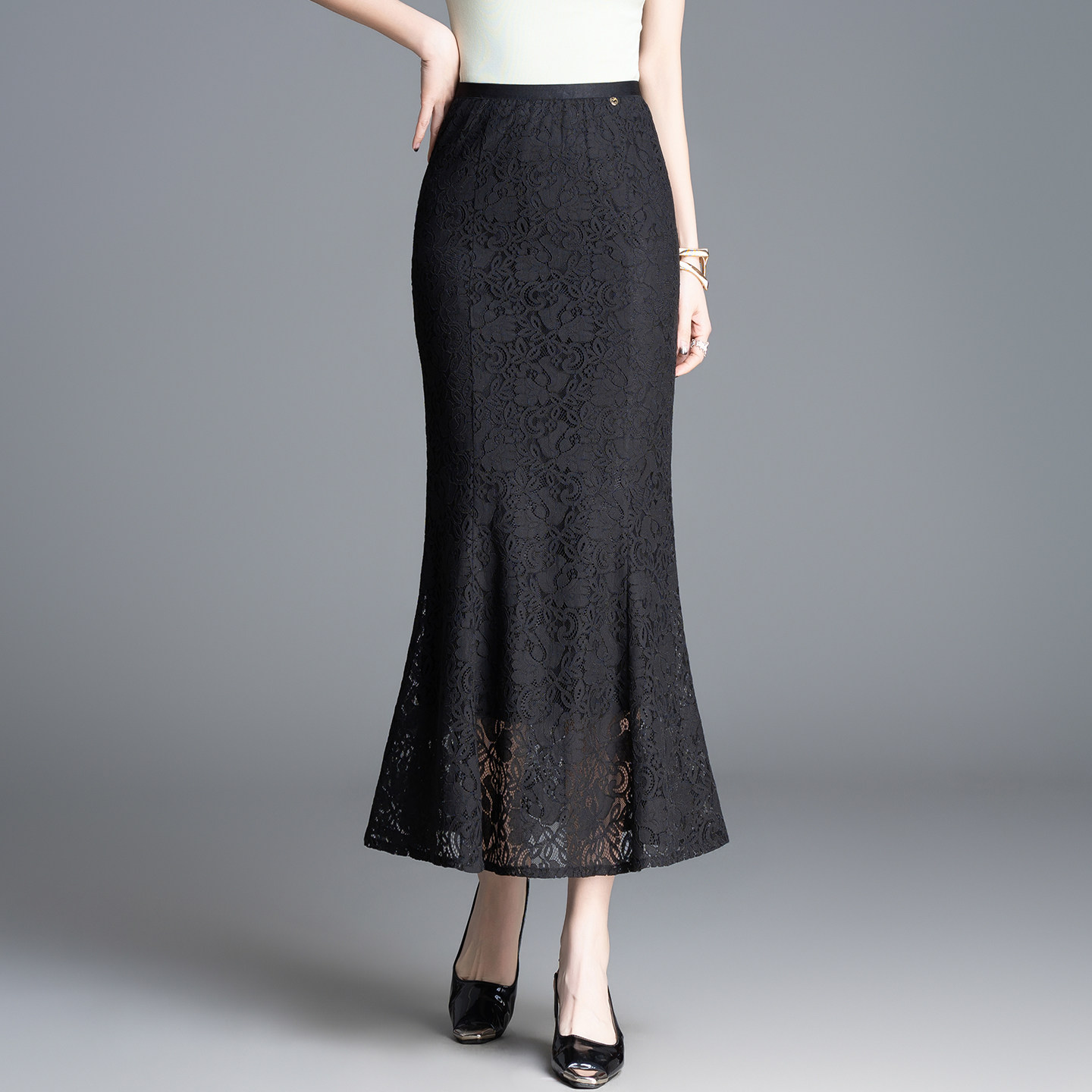 春夏季新款蕾丝半身裙女包裙长裙高腰气质修身显瘦时尚包臀鱼尾裙