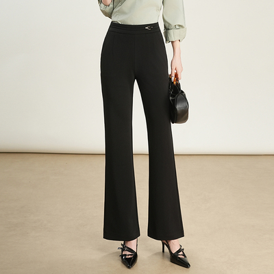 喇叭裤女高腰2025秋季款休闲时尚50岁妈妈裤子垂感黑色长裤西装裤