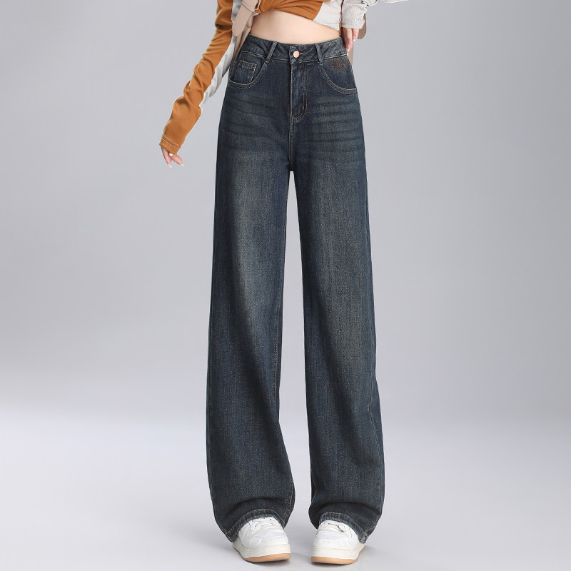 阔腿牛仔裤女春秋季2025年新款高腰显瘦宽松垂感拖地裤直筒休闲裤