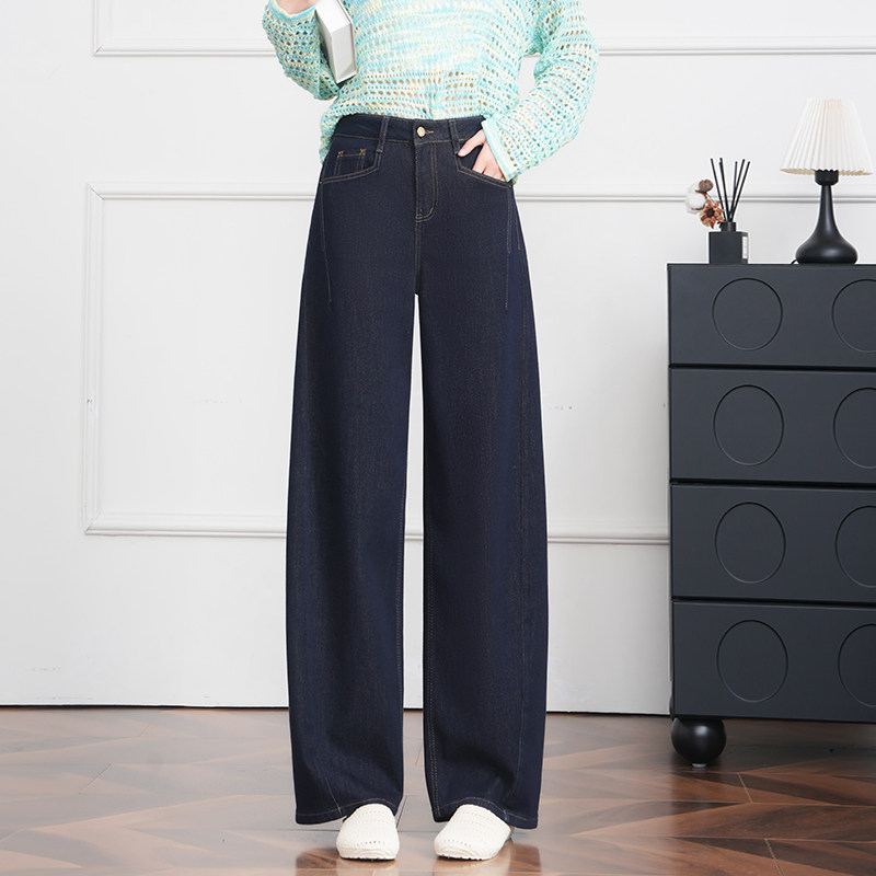 高级感牛仔裤女不掉色2026春款高腰遮胯显瘦松弛感百搭阔腿弯刀裤