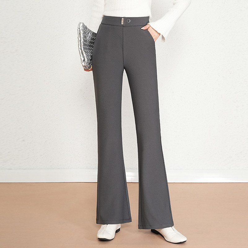 灰色长裤微喇裤女2025秋季新款高腰显瘦大码垂感弹力西装喇叭裤子