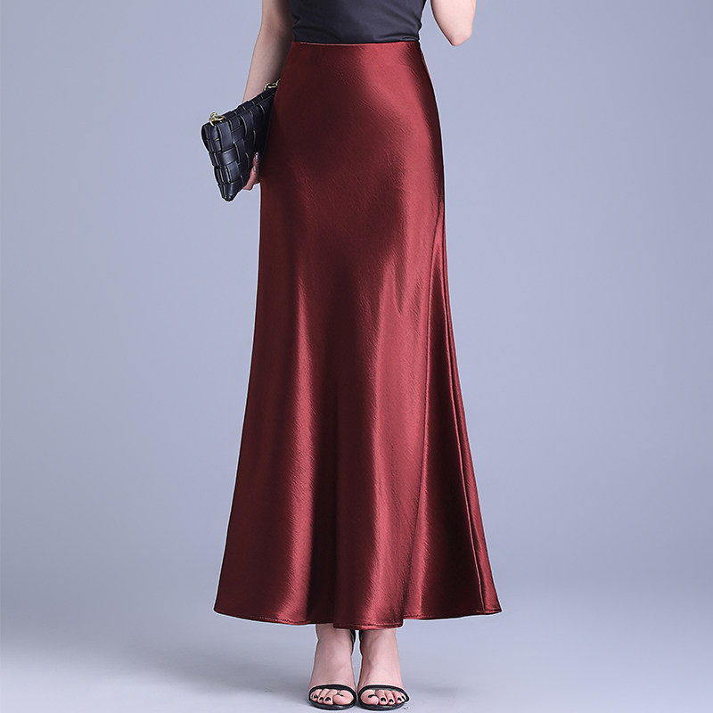 高贵醋酸半身裙包臀长裙女2025年春夏季垂感缎面修身长款鱼尾裙