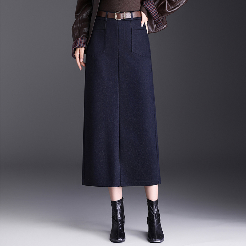 蓝色直筒牛仔长裙半身裙女2025年秋季新款高腰气质百搭修身一步裙