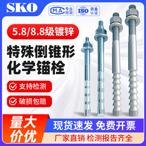 倒锥形化学锚栓高强度特殊倒锥形化学螺栓8.8级M10-M24紧固件