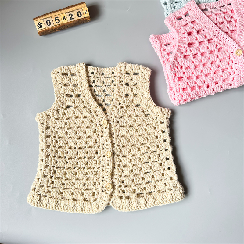 手工编织儿童马甲男女宝宝简单春秋款毛线针织开衫diy钩针材料包