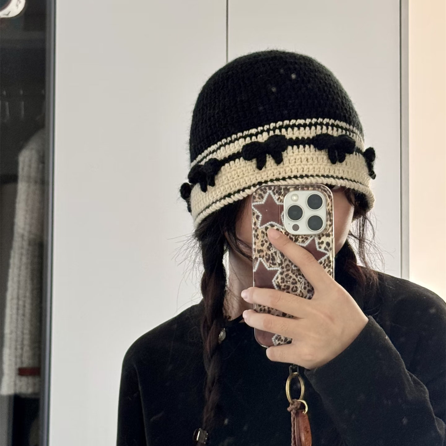 毛线钩针蝴蝶结渔夫帽DIY材料包