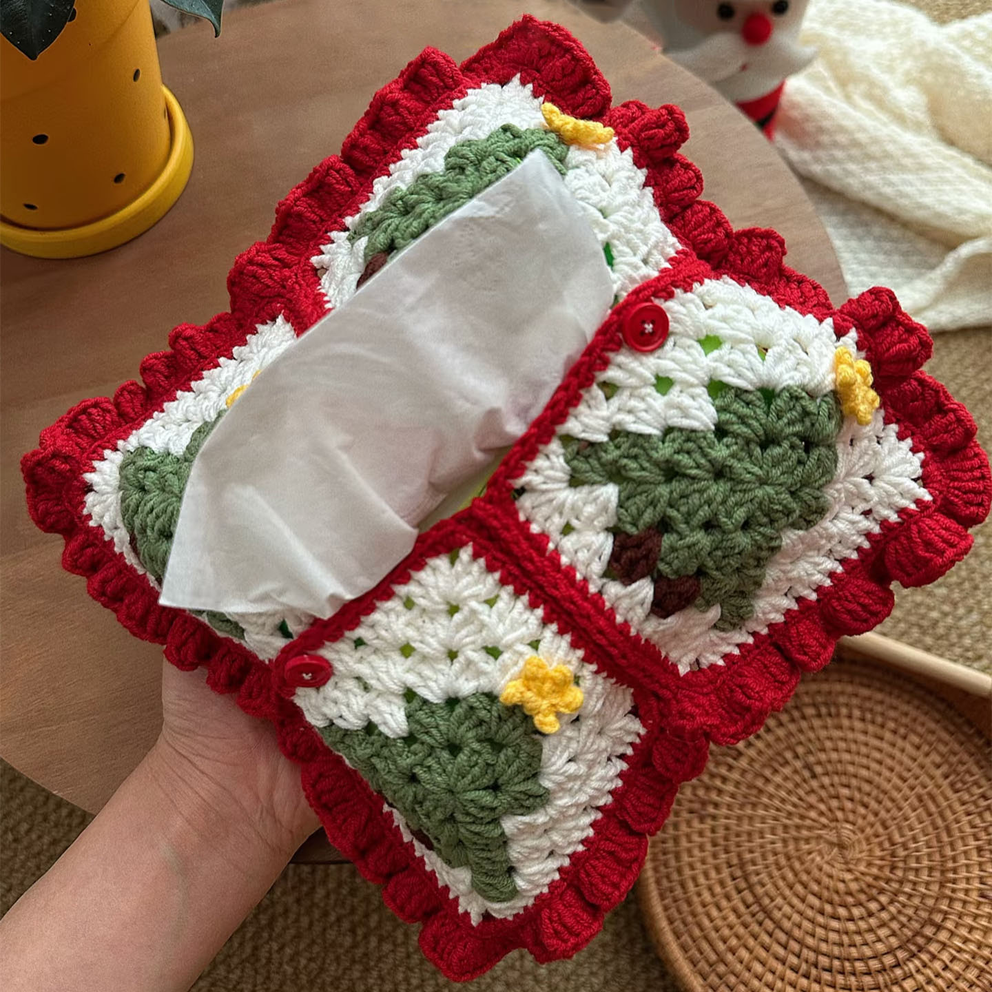 圣诞树抽纸盒DIY材料包送礼编织