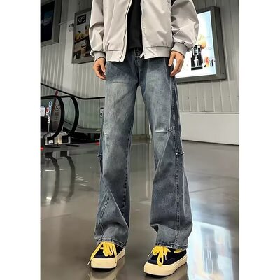 美式复古cleanfit牛仔裤男