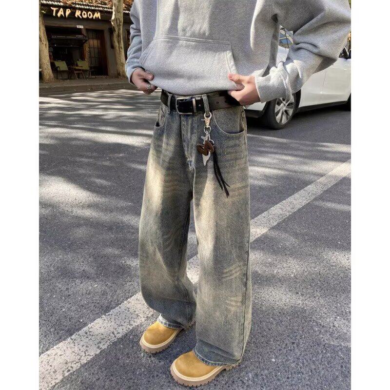 美式复古水洗牛仔长裤男