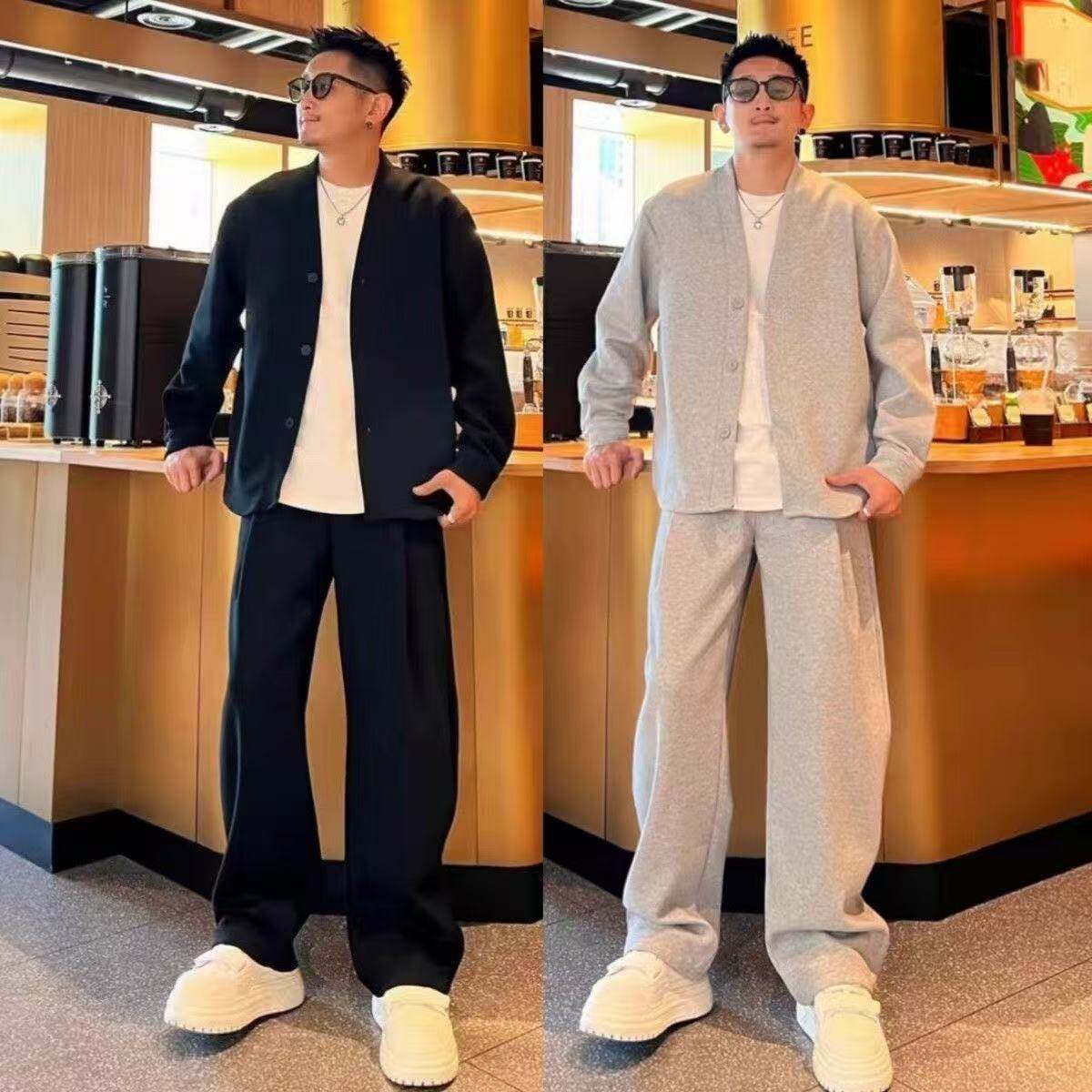 潮牌休闲运动套装男女春秋痞帅时尚搭配休闲开衫卫衣卫裤两件套潮