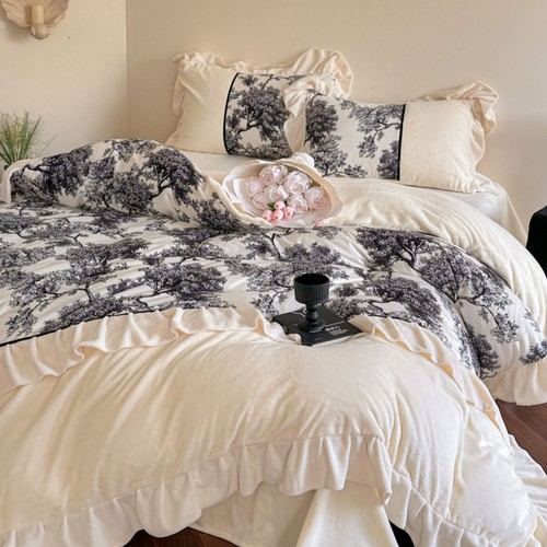 法式复古牛奶绒四件套加厚保暖