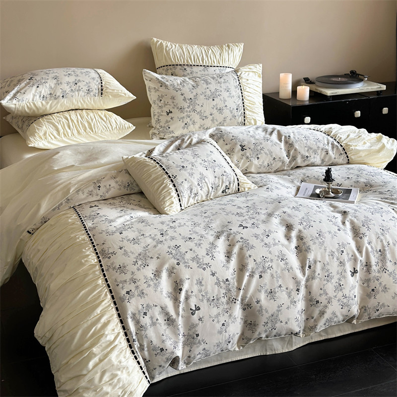 法式复古浪漫婴儿级全棉四件套活性印花纯棉被套床笠家纺床上用品