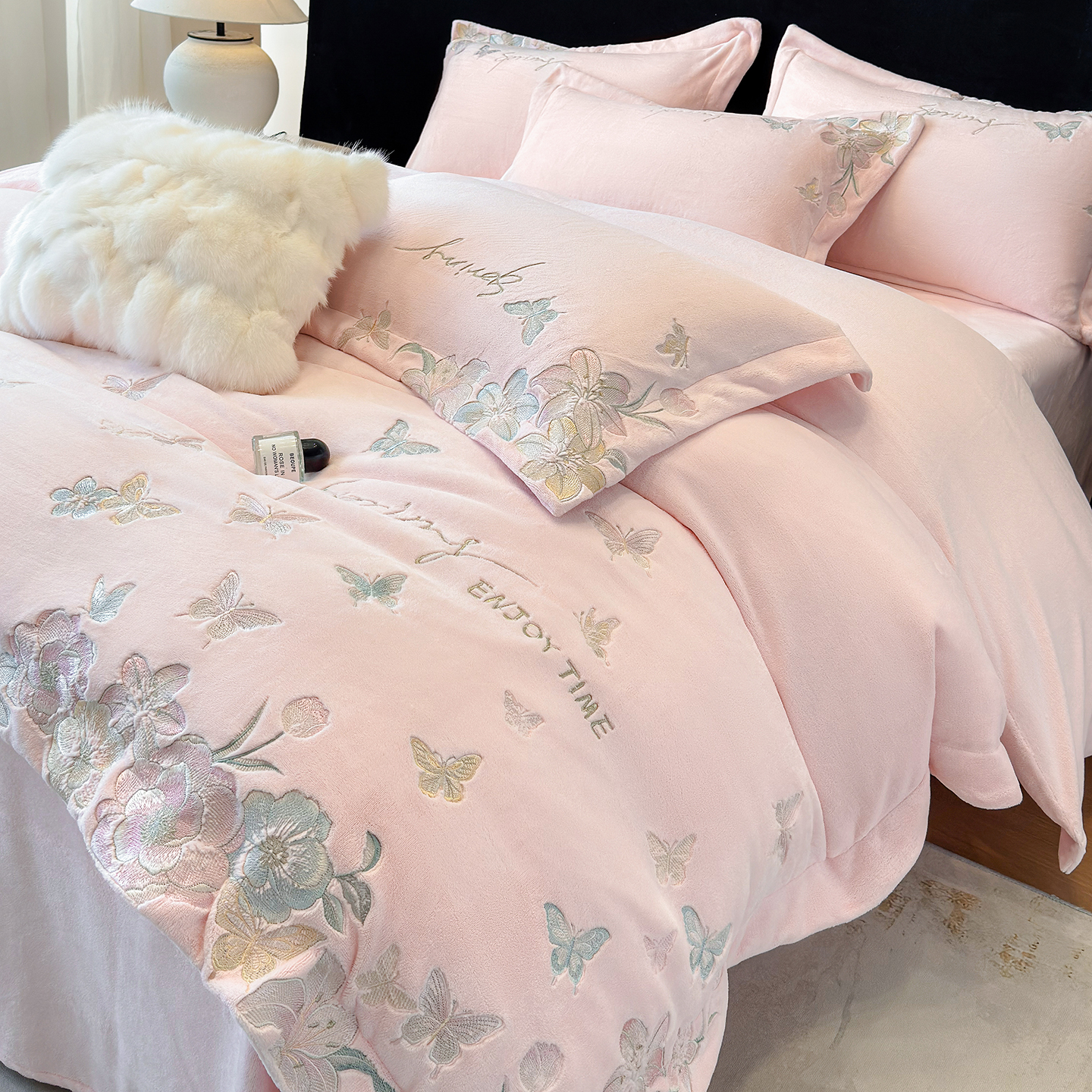 新款公主牛奶绒四件套加厚保暖