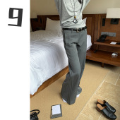 美式 女长裤 高级感皱褶西装 2025年春夏低腰微喇休闲直筒裤 裤 9hour