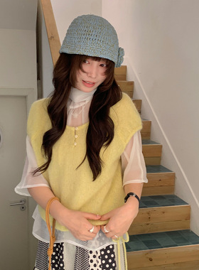 you think 春季2026新款插肩袖韩系通勤百搭短袖叠穿上衣针织小衫