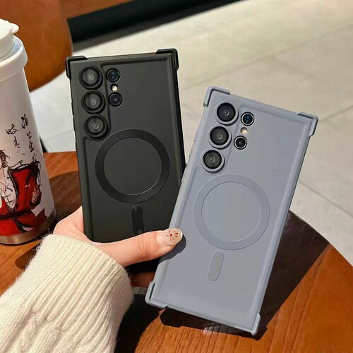 适用三星S25ultra手机壳新款带镜头膜肤感磁吸S24ultra保护套S23ultra简约高级感S23plus全包四角防摔S24男女