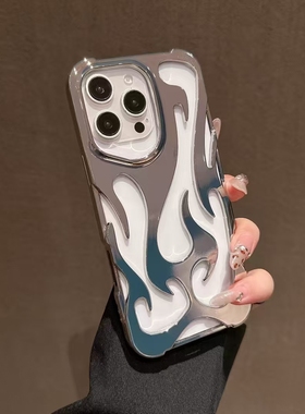 适用iPhone16promax个性创意电镀散热防摔保护套15/14plus高级感13情侣12新款苹果16火焰纹镂空11创意手机壳