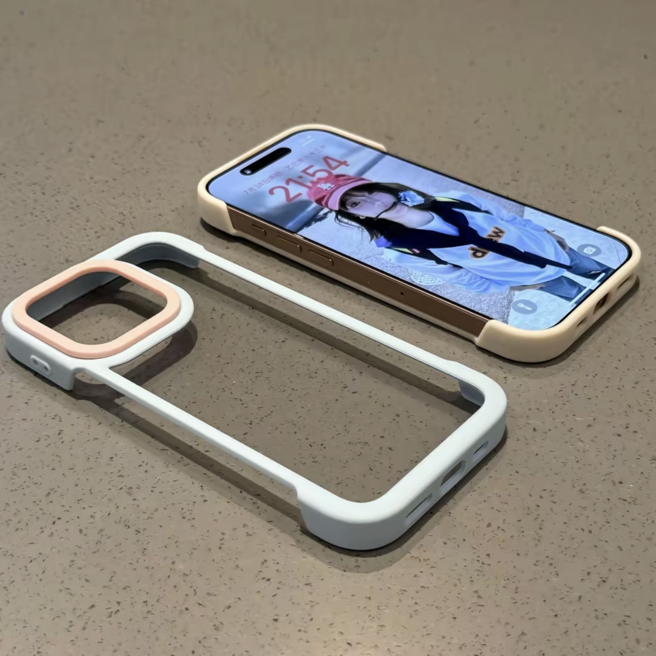 适用苹果16撞色二合一无边框16promax手机壳新款iphone15plus高级感14pro少女风保护套13pm半包散热创意小众