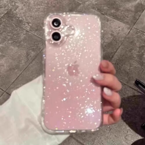 亲肤手感闪粉适用16pro手机壳透明壳iphone16轻奢闪粉14pro高级感15ProMax全包防摔保护壳超薄硅胶13个性创意